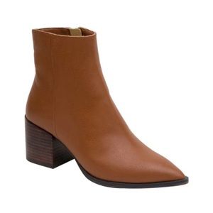Linea Paolo Women size 11 Sadie Boots Block Heel Pointy Toe Cognac Brown Booties